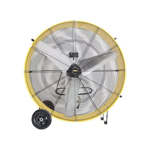 42 in. 2 Speeds Drum Fan in Yellow with 4/5 HP Powerful Motor, 8 in. Wheels for Workshop, Garage, Industrial Room