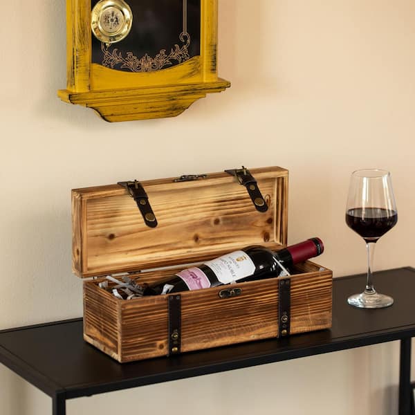 Vintiquewise Vintage Wooden Wine Gift Box Rustic Single-Bottle