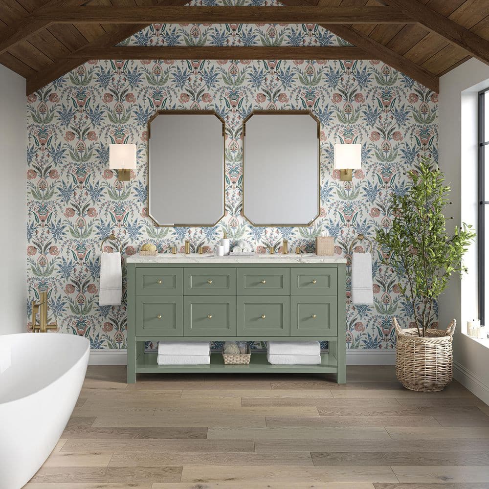 Breckenridge 60.0 in. W x 23.5 in. D x 34.25 in. H Double Bath Vanity in Smokey Celadon with Quartz Victorian Silver Top price history on PriceWatchPro