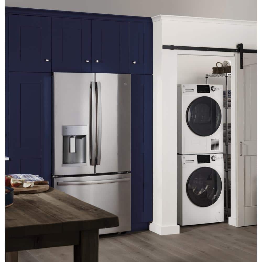 White 4.1 cu. ft. Stackable Electric Dryer with Stainless Steel Drum