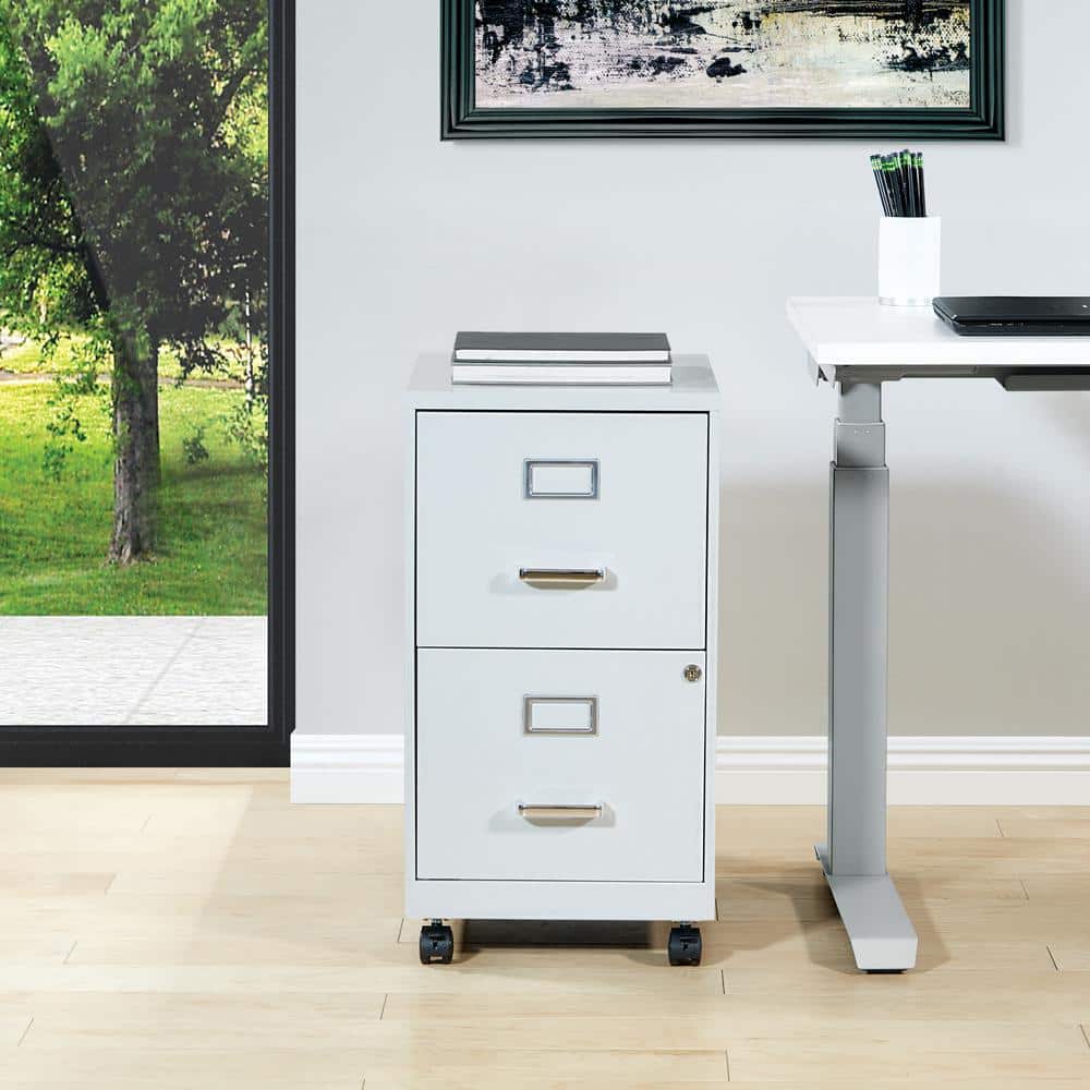 Gray Mobile Lockable 2-Drawer Metal File Cabinet