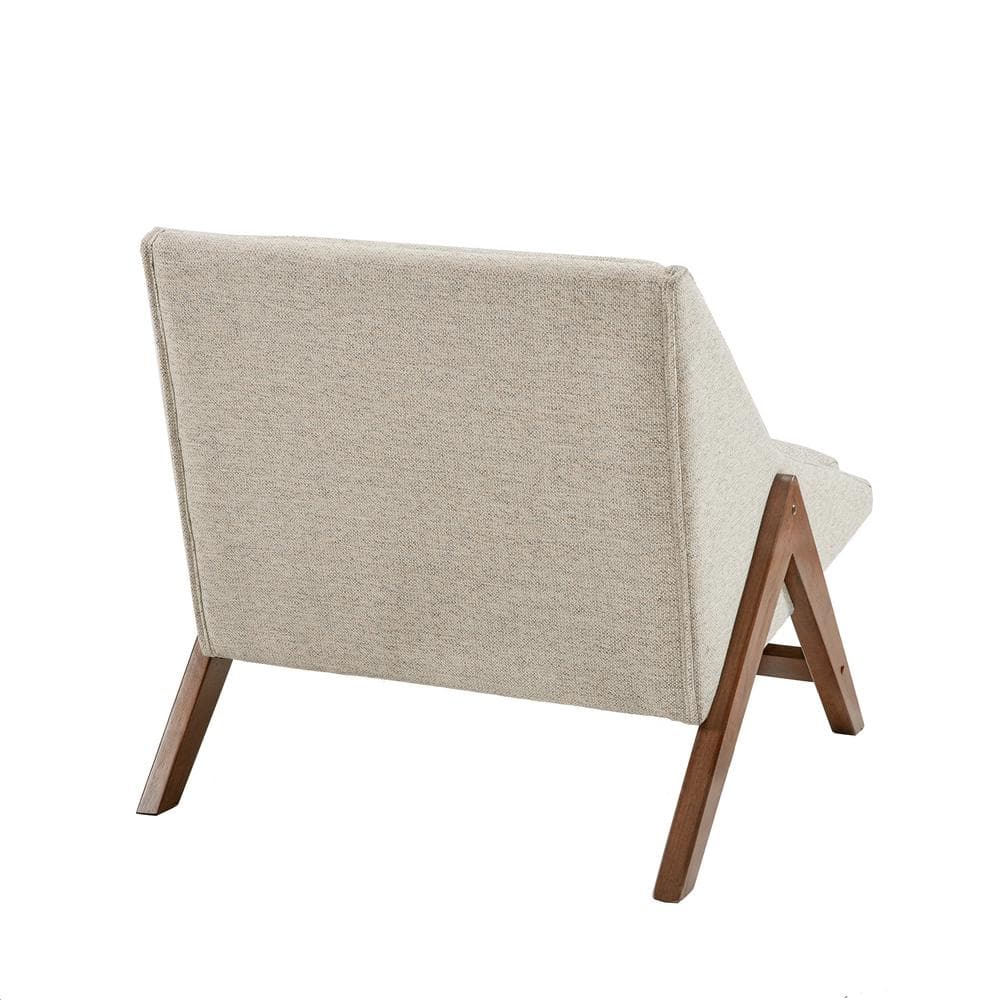 Boomerang Brown Rubber Wood Accent Chair with Mustard Fabric