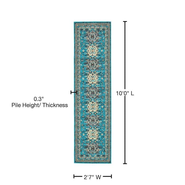 HiEnd Accents Barbwire Print Bath Rug Turquoise