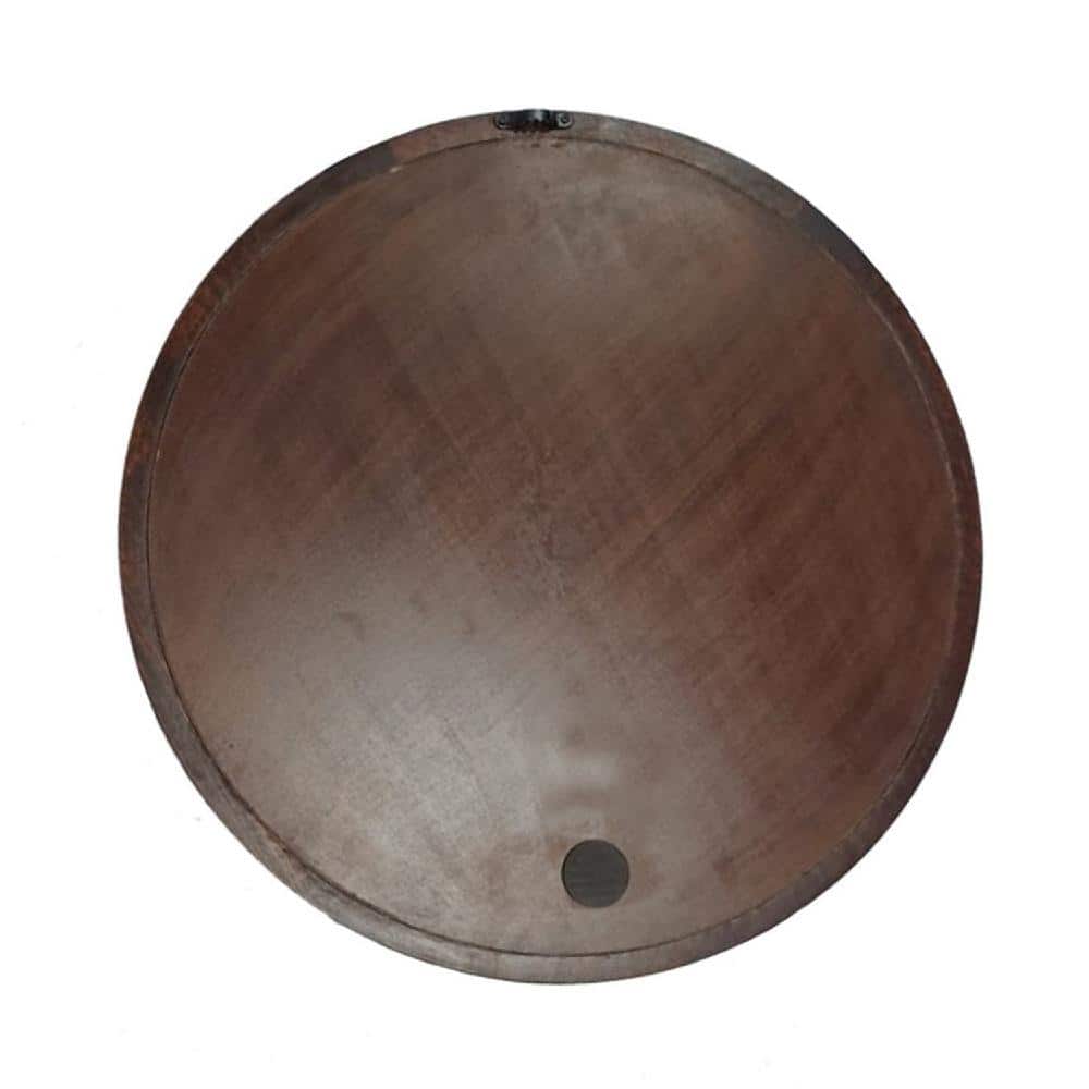 Round Dark Brown Mango Wood Wall Mirror 19.7"