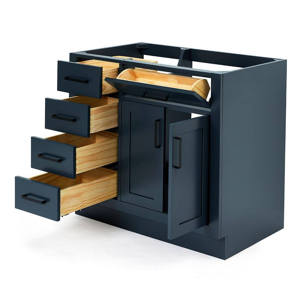 Midnight Blue Hardwood Freestanding Vanity Cabinet, 36"