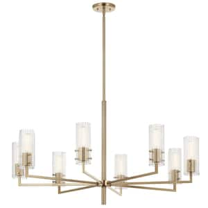 Velestino 40.25 in. 8-Light Champagne Bronze Modern Shaded Cylinder Chandelier for Dining Room