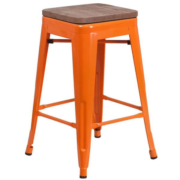 Flash Furniture 24 in. Orange Bar Stool