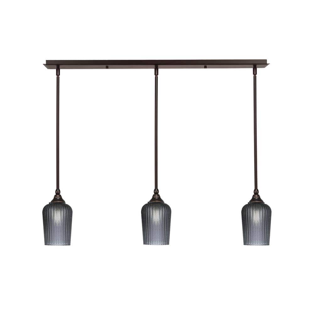 Livingston 100-Watt 3-Light Dark Granite Shaded Pendant Light with 5 Smo