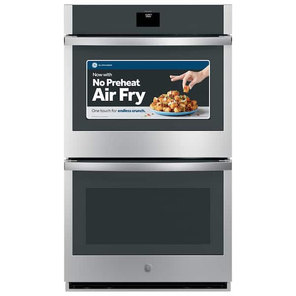 GE 30 in. Double Smart Convection Wall Oven with No-Preheat Air Fry in Stainless Steel