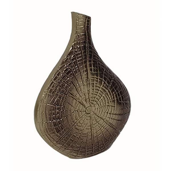 Benjara Gold and Brown Urn Metal Decorative Vase with Webbed Design ...