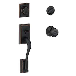 Addison Aged Bronze Single Cylinder Door Handleset with Georgian Knob