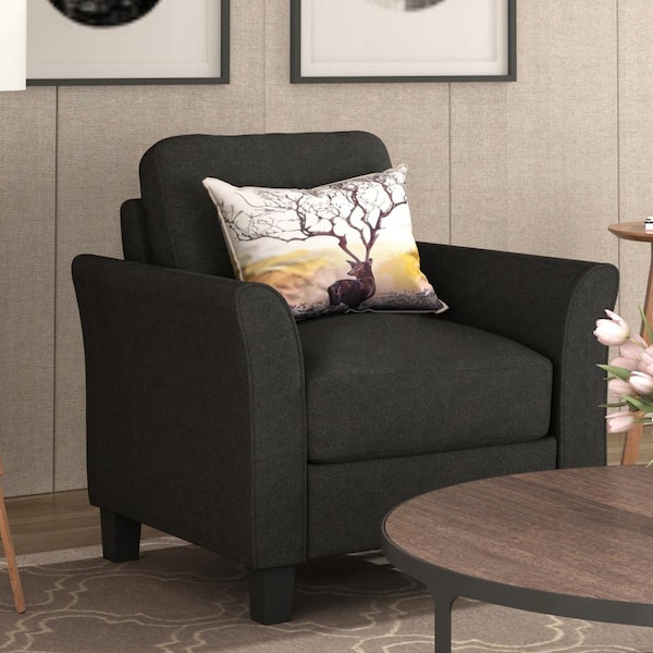 Harper & Bright Designs 32.7 in. Wide Flared Arm Fabric Rectangle Single Sofa in Black