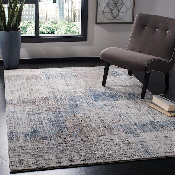 Craft Gray/Blue 7 ft. x 9 ft. Plaid Abstract Area Rug