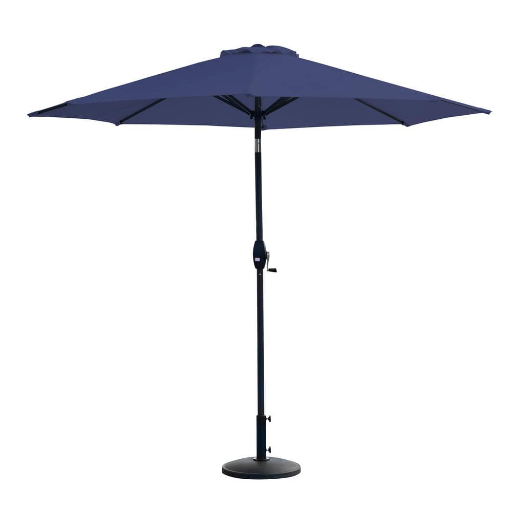 Sunshadow 9 ft. Market Tilt and Crank Table Patio Umbrella with Round Resin Base in Navy Blue price history on PriceWatchPro