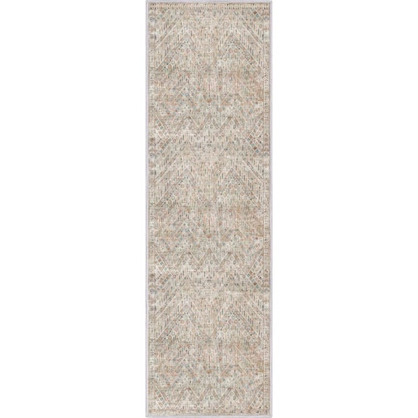 Well Woven Ivory 2 ft. 3 in. x 7 ft. 3 in. Asha Anya Vintage Tribal Runner Area Rug