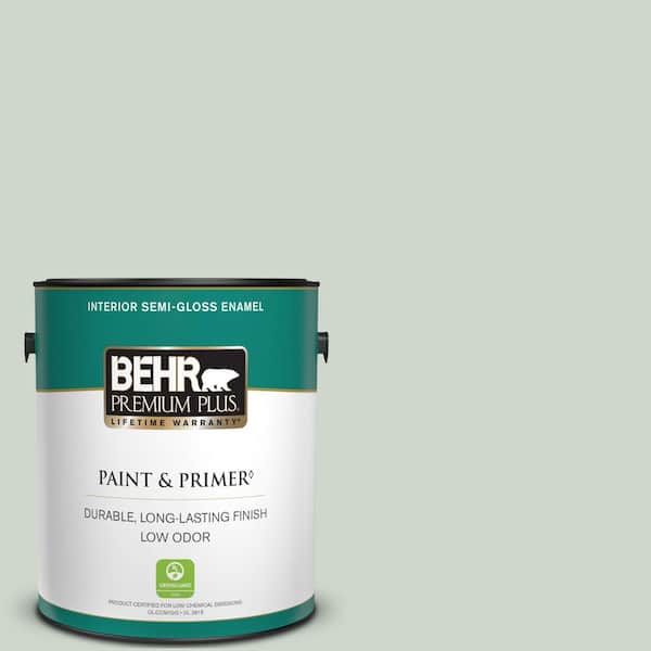 BEHR PREMIUM PLUS 1 gal. #ICC-48 Aspen Mist Semi-Gloss Enamel Low Odor Interior Paint & Primer
