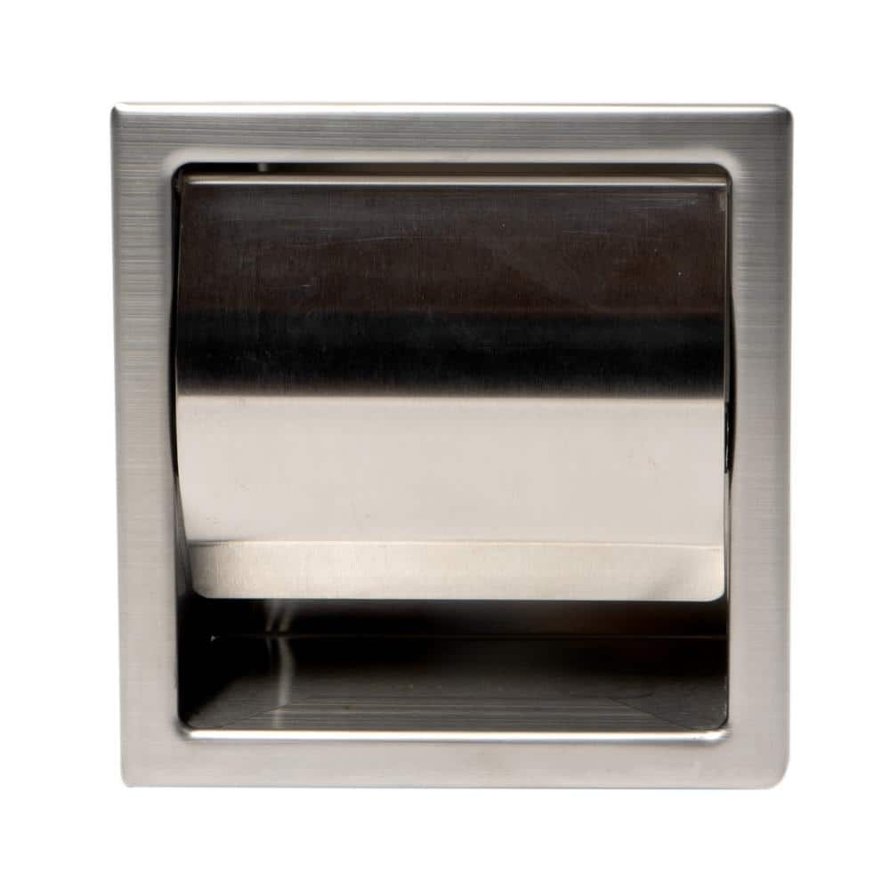 Brushed Stainless Steel Recessed Toilet Paper Holder with Cover