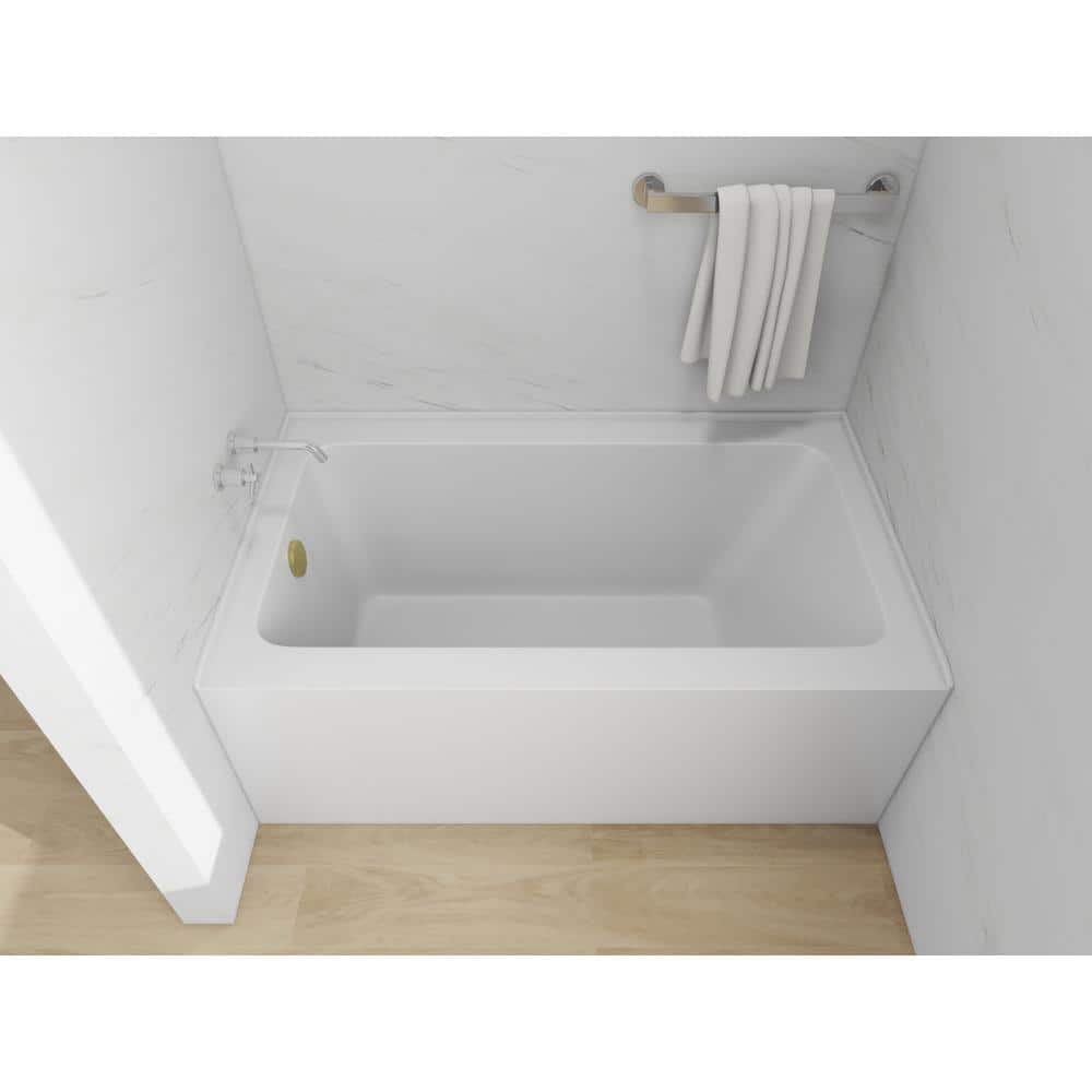 White Acrylic Alcove Skirt Bathtub with Left Drain, 54" x 32"
