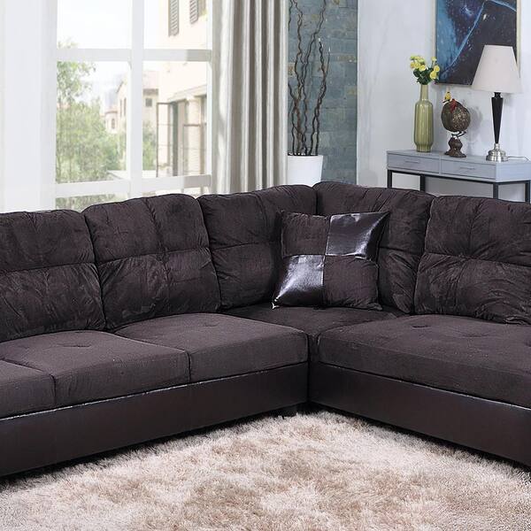 Facing Chaise Sectional Sofa, Modern Leather And Fabric Sectional Sofa With Chaise