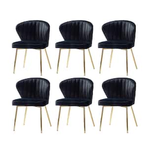 Olinto Black Side Chair with Metal Legs Set of 6