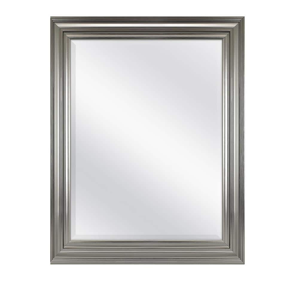 22 in. W x 28 in. H Rectangular Framed Wall Bathroom Vanity Mirror in Brush