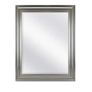 22 in. W x 28 in. H Rectangular Framed Wall Bathroom Vanity Mirror in Brushed Nickel