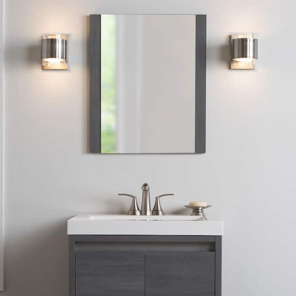 Home Decorators Collection 20 in. W x 24 in. H Rectangular Wood Framed Wall Bathroom Vanity Mirror in Phantom