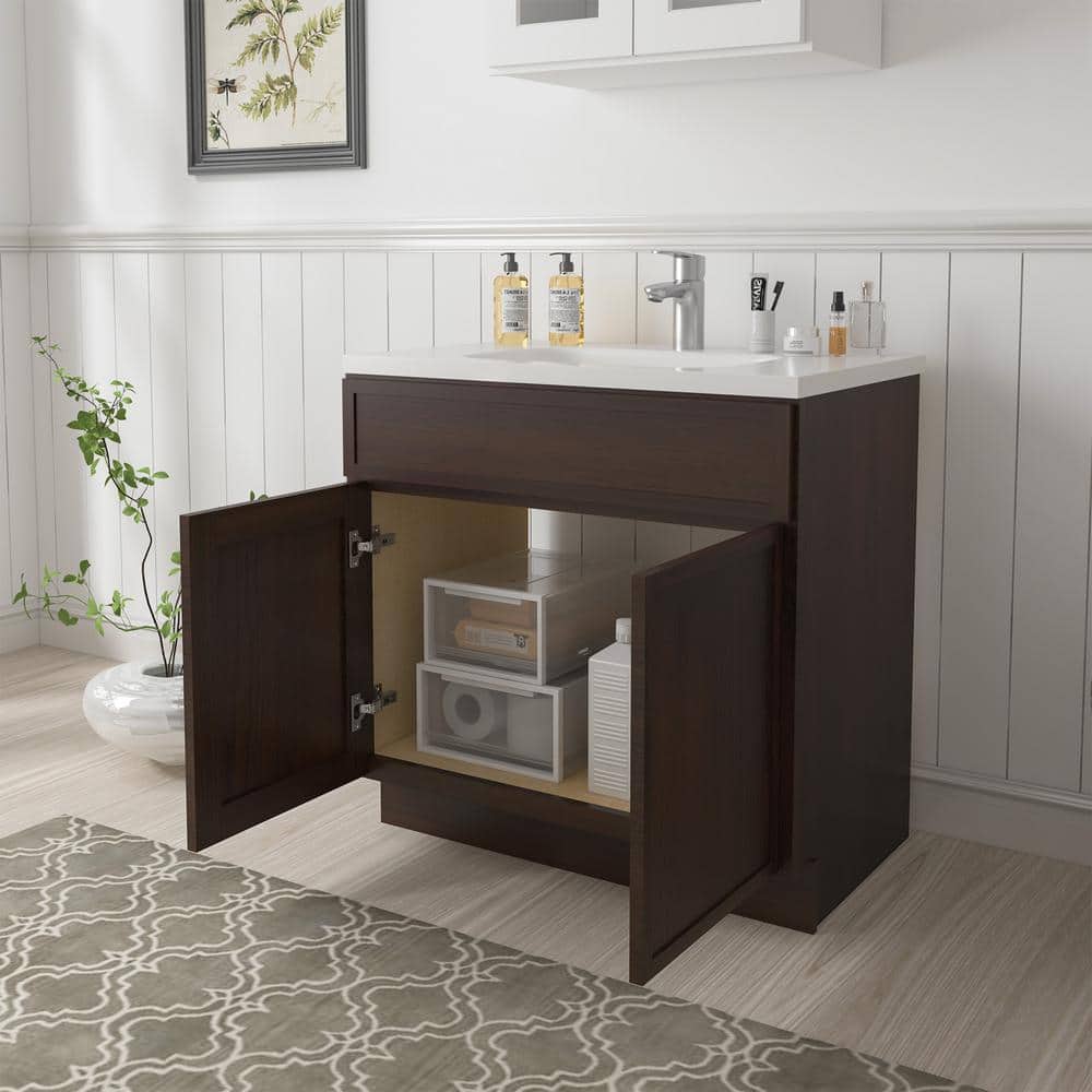 33" Brown Birch Plywood Freestanding Single Base Cabinet