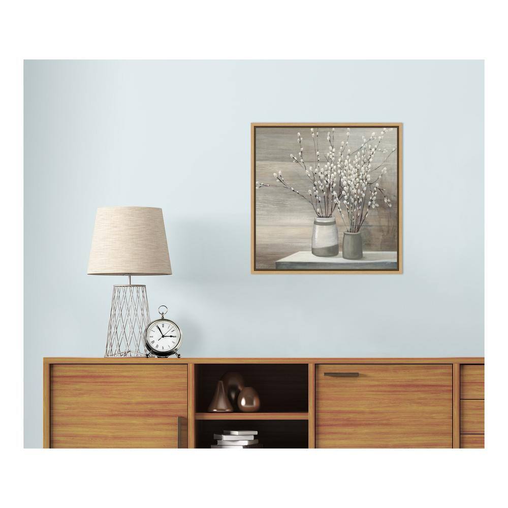 Abstract Gray and White Willow Branches Canvas Print