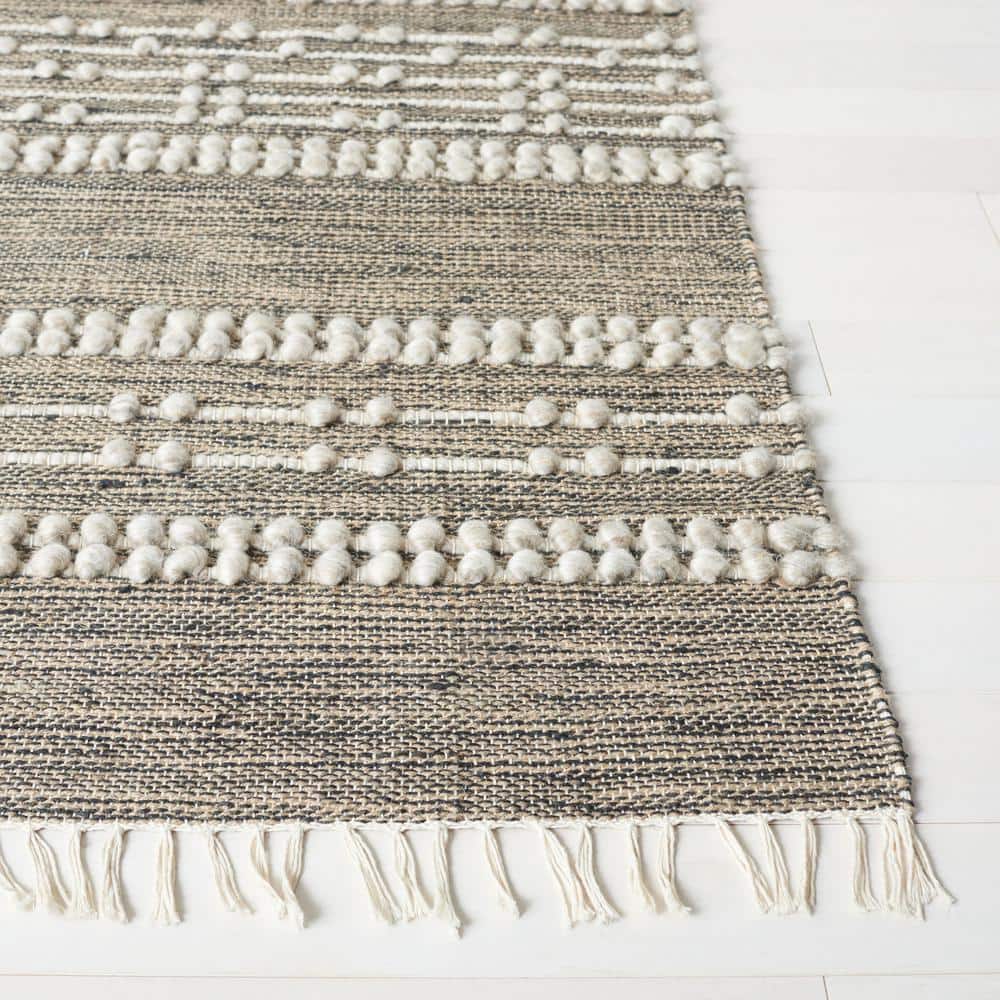 Natural Beige Flat Woven Wool 8' x 10' Rug