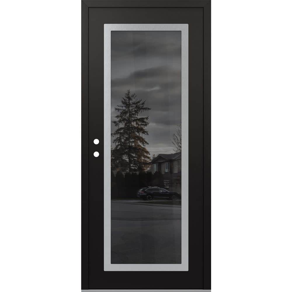 C1 36 in. x 80 in. Silver P Right-Hand/Inswing Mirrored Glass Black/Black Steel Prehung Front Door price history on PriceWatchPro