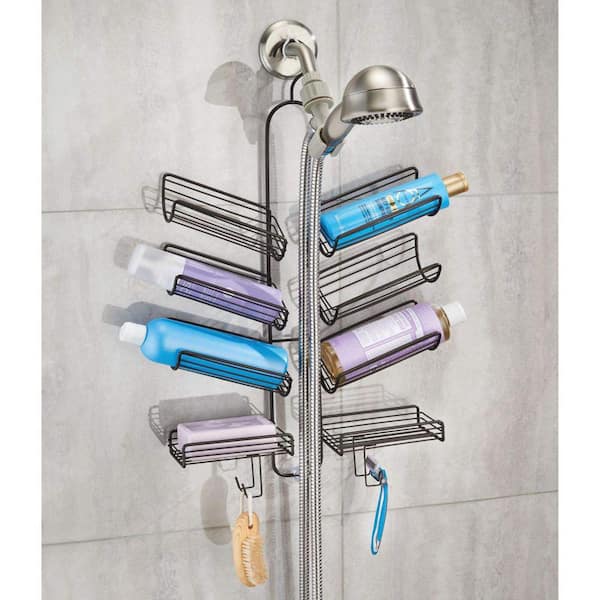mDesign Metal Steel 4 Basket Hanging Shower Caddy Rack for Bathroom, Bronze