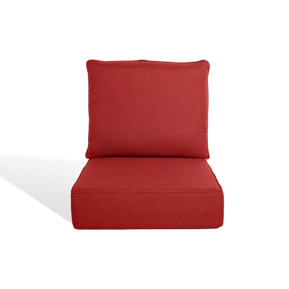 PlushCore 24 in. x 24 in. x 6 in. 2-Piece Deep Seating Outdoor Couch Thick Cushion Set in Red (1-Set) price history on PriceWatchPro