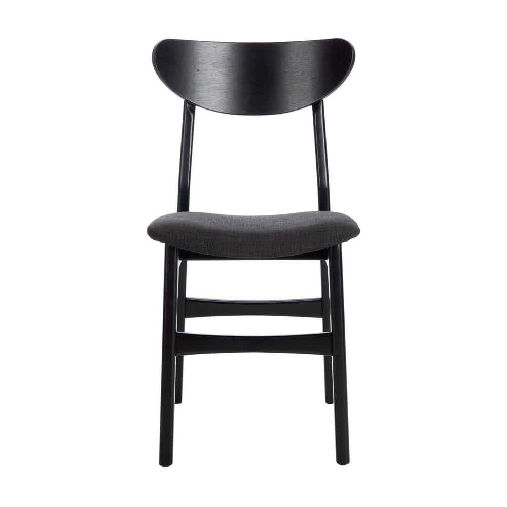 Transitional Black Wood Upholstered Side Chair Set of 2