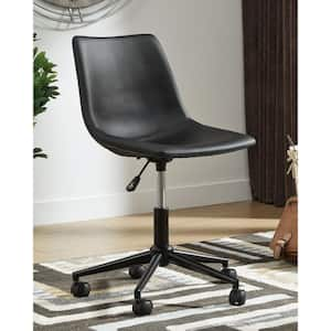 Office Chair Program Faux Leather Swivel Ergonomic Desk Chair in Black without Arms