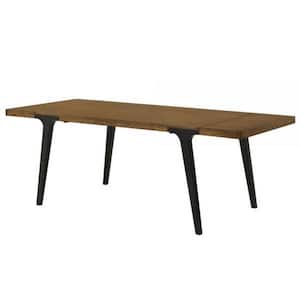 83 in. Brown and Black Wood Top 4 Legs Dining Table (Seat of 8)