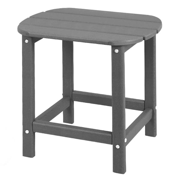 HDPE Adirondack Side Tables, Weather-Resistant and Easy Assembly Patio End Table for Garden, Balcony, Porch, Gray