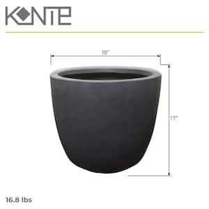 17 in. Tall Charcoal Lightweight Concrete Round Modern Seamless Outdoor Planter