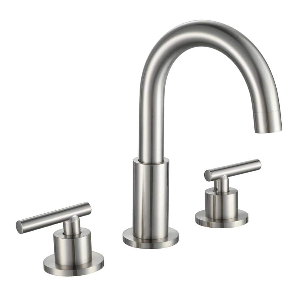 8 in. Widespread Double Handle Bathroom Faucet with 360° Rotation in Brushed Nickel -  WELLFOR, SPA-N1515BN