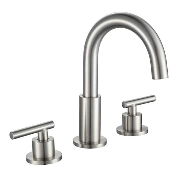 WELLFOR 8 in. Widespread Double Handle Bathroom Faucet with 360° Rotation in Brushed Nickel