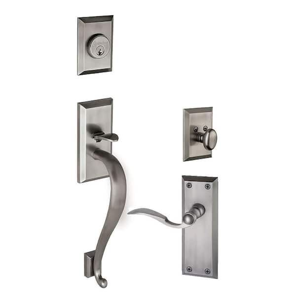 Grandeur Fifth Avenue Single Cylinder Antique Pewter S-Grip Handleset with Right Handed Bellagio Lever