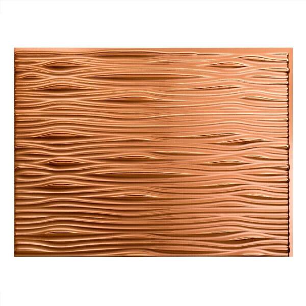 Fasade 18.25 in. x 24.25 in. Polished Copper Waves PVC Decorative Tile Backsplash