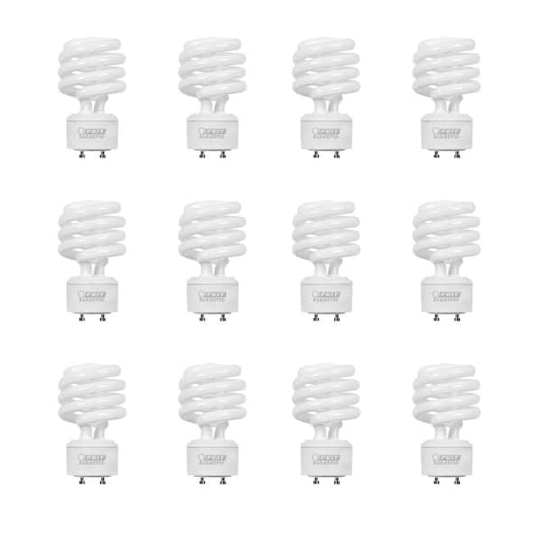 100-Watt Equivalent T3 Spiral Non-Dimmable GU24 Base CFL Compact Fluorescent Light Bulb, Soft White 2700K (12-Pack)