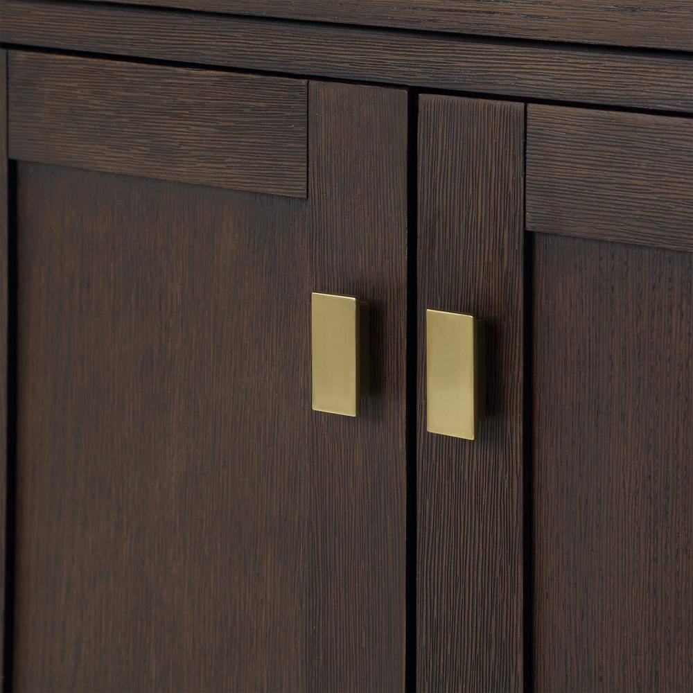 Chestnut 60" Brown Oak Double Bathroom Vanity with Gold Accents