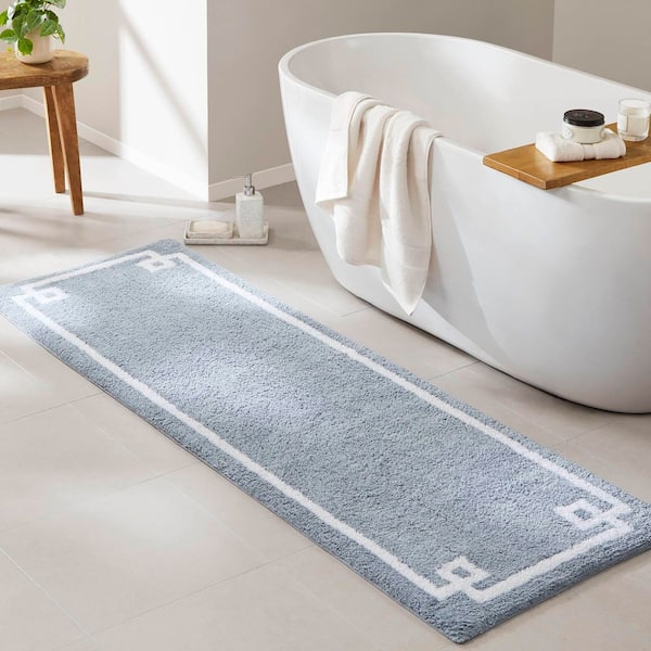 Madison Park Ethan 24 in. x 72 in. Blue Tufted Cotton Runner Bath Rug