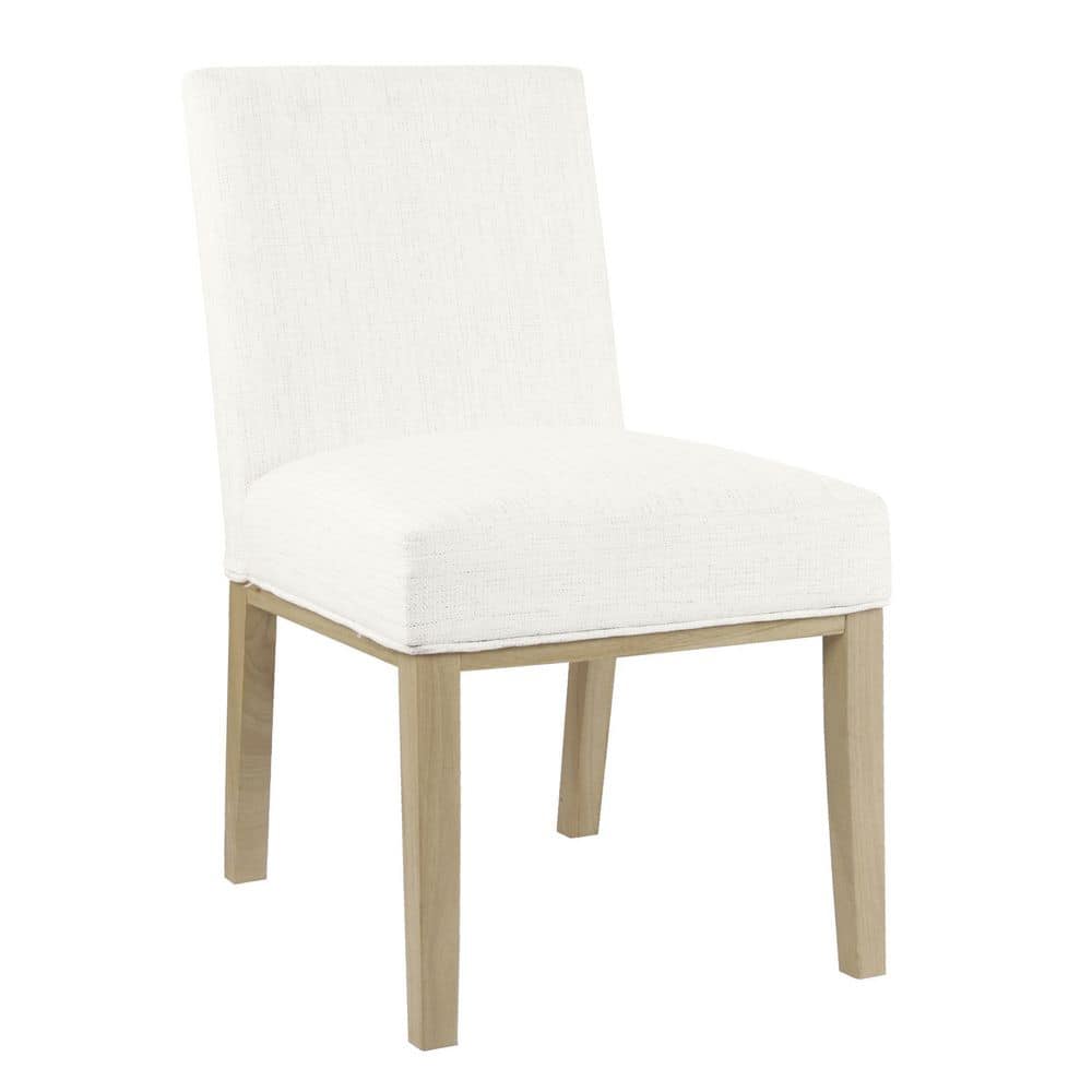 White Faux Leather Upholstered Parsons Dining Chair with Wood Legs