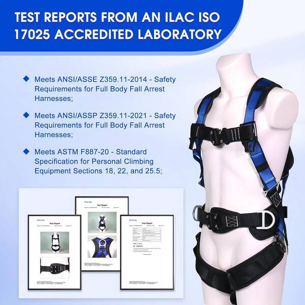 KIWDZFU Premium Safety Harness with Shock Absorbing Lanyard