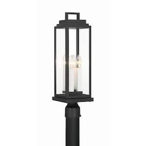 Aspen 4-Light Matte Black Steel Outdoor Weather Resistant Post Light with No Bulbs Included