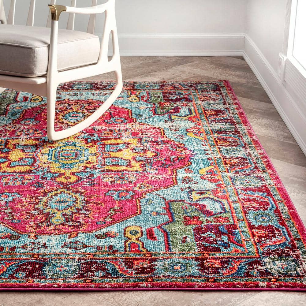 Multicolor Medallion Synthetic Easy Care Rug 62"x24"