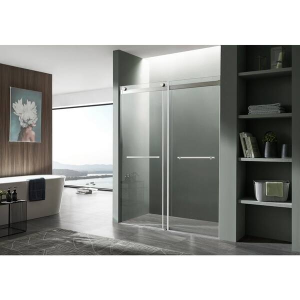 ANZZI Kahn 48 in. W x 76 in. H Sliding Frameless Shower Door/Enclosure ...